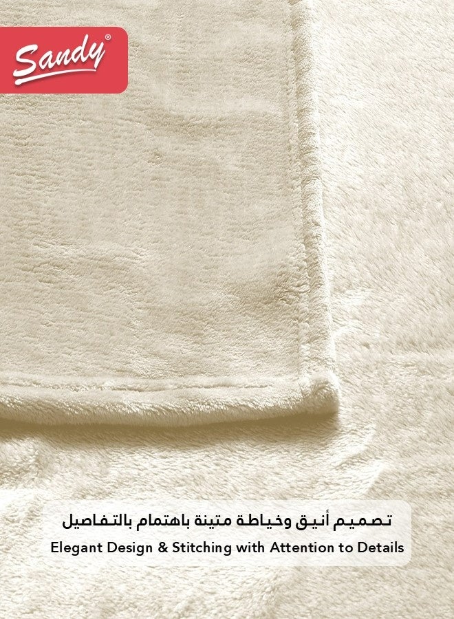 Sandy Lightweight Bedding Blanket, Single Size 220 x 170 cm, High Quality and Super Soft All Season Fleece Blanket, Optimal for Bed, Sofa, Couch and Home Decorations, Off White - Image 5